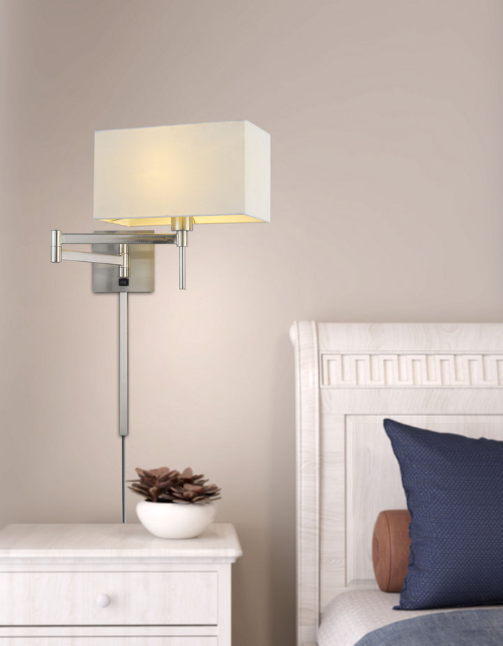 Cal Lighting WL-2930-BS Robson One Light Swing Arm Wall Lamp Lamp Pewter, Nickel, Silver