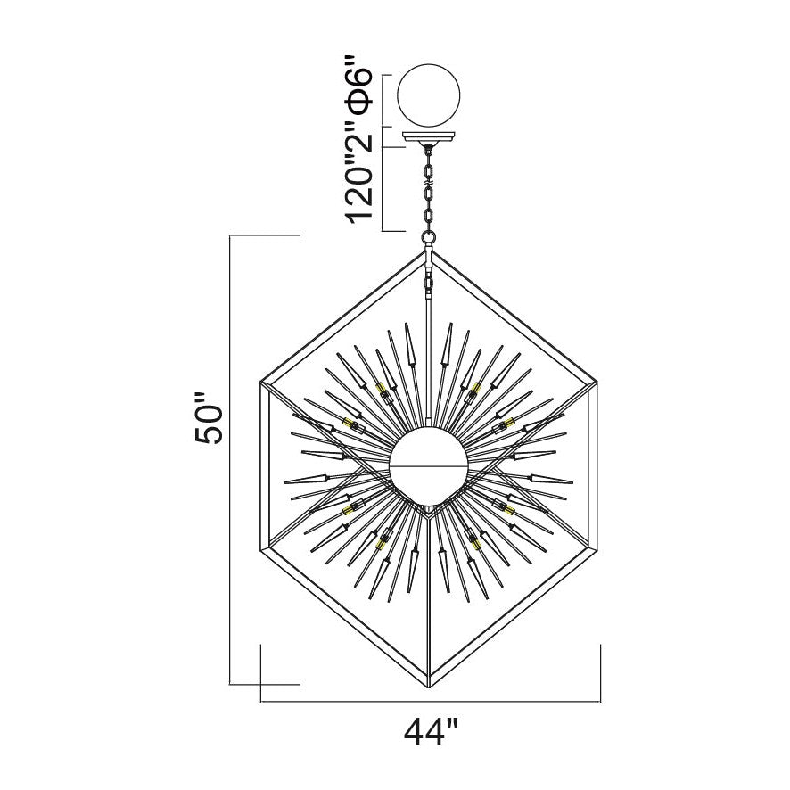 CWI Starburst 1178p44-20-601 Chandelier Light - BLACK&CHROME