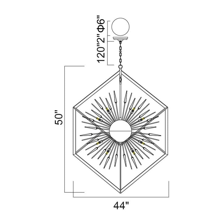 CWI Starburst 1178p44-20-601 Chandelier Light - BLACK&CHROME