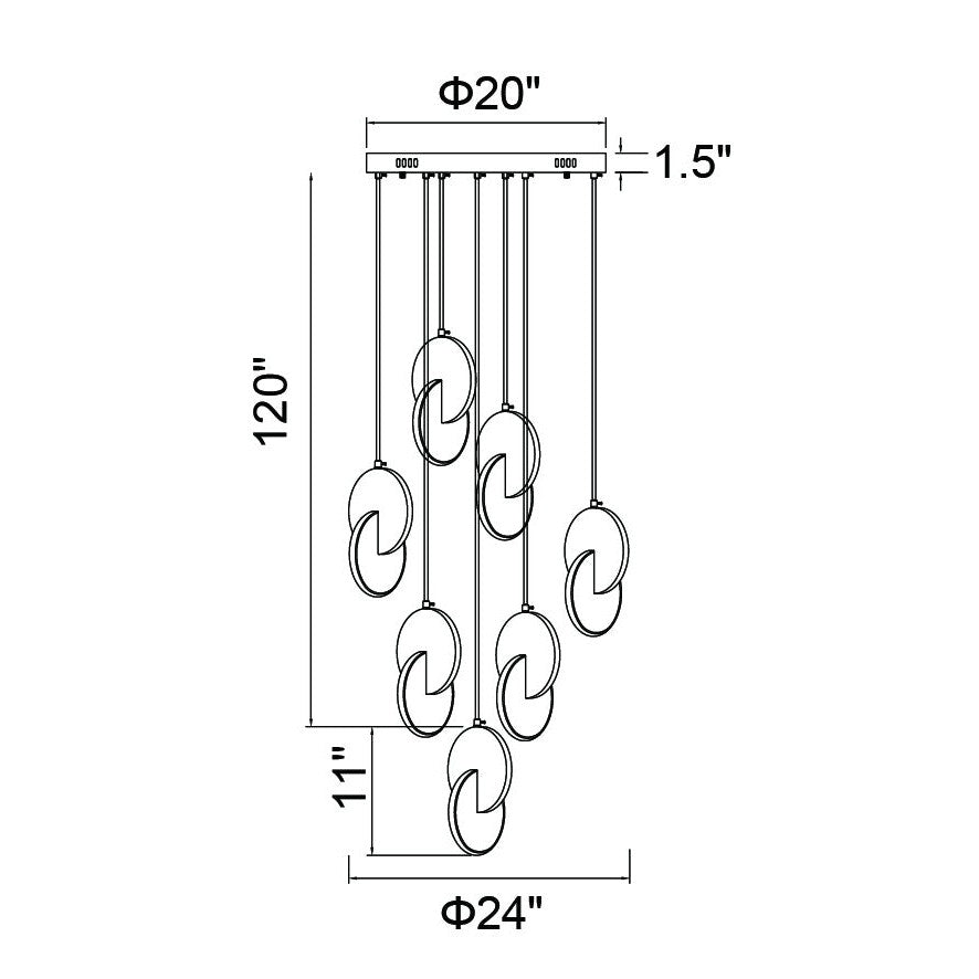 CWI Tranche 1206p24-7-629 Pendant Light - Brushed Brass