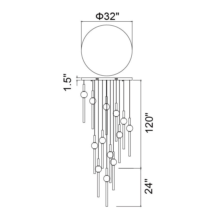 CWI Baton 1208p32-13-625 Pendant Light - Brass