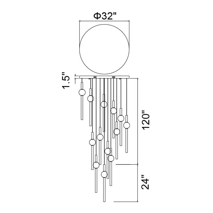 CWI Baton 1208p32-13-625 Pendant Light - Brass