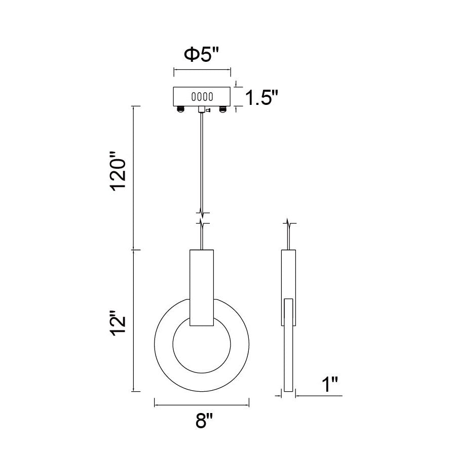 CWI Anello 1214p8-1-236 Pendant Light - White Oak