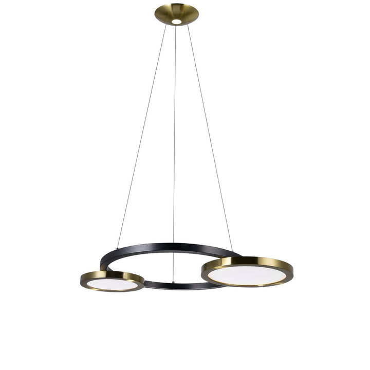 CWI Deux Lunes 1215p37-2-625 Pendant Light - Brass & Pearl Black