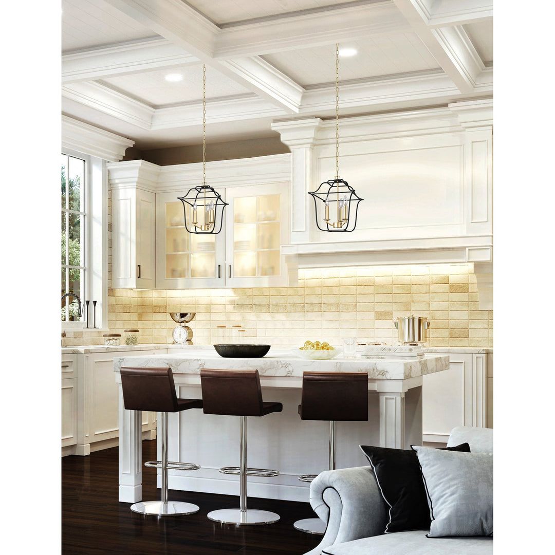 CWI Tudor 1223p12-3-602 Pendant Light - Satin Gold & Black