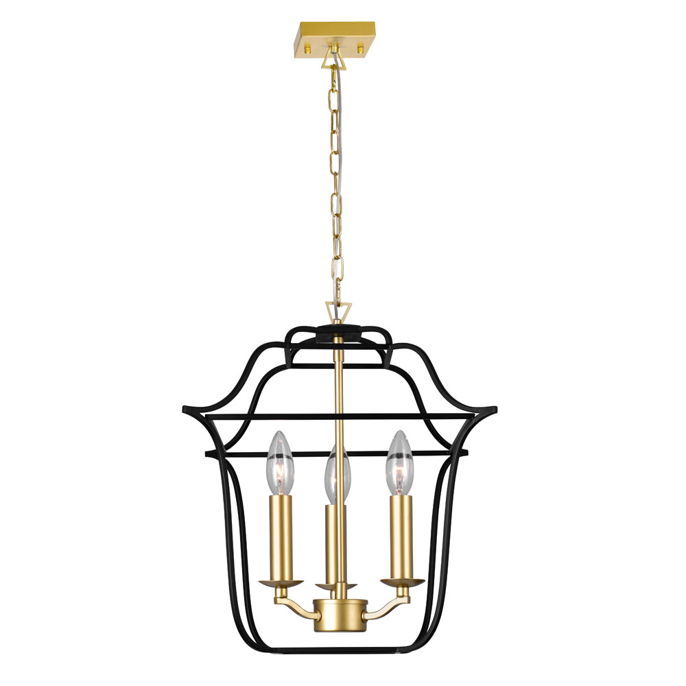 CWI Tudor 1223p12-3-602 Pendant Light - Satin Gold & Black