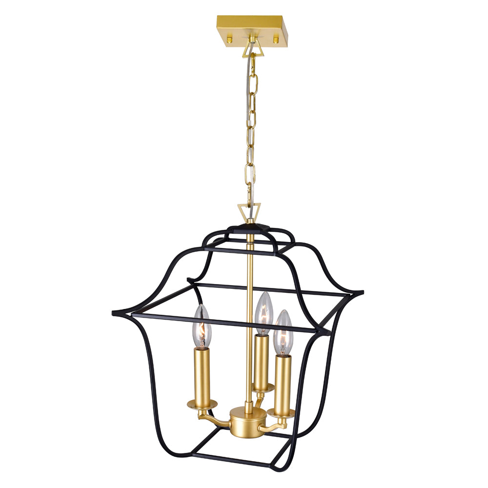 CWI Tudor 1223p12-3-602 Pendant Light - Satin Gold & Black