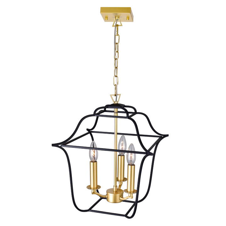 CWI Tudor 1223p12-3-602 Pendant Light - Satin Gold & Black
