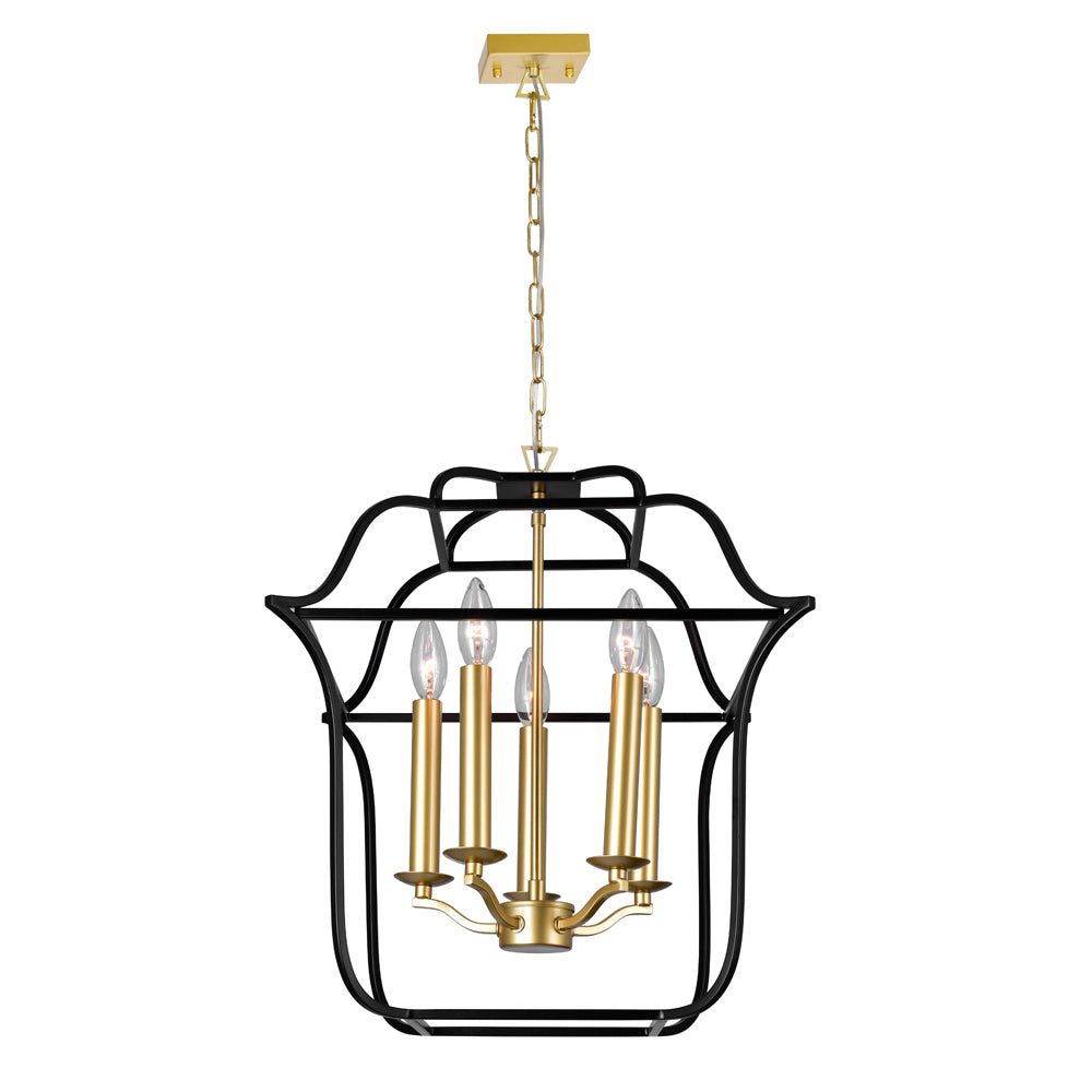 CWI Tudor 1223p16-5-602 Pendant Light - Satin Gold & Black