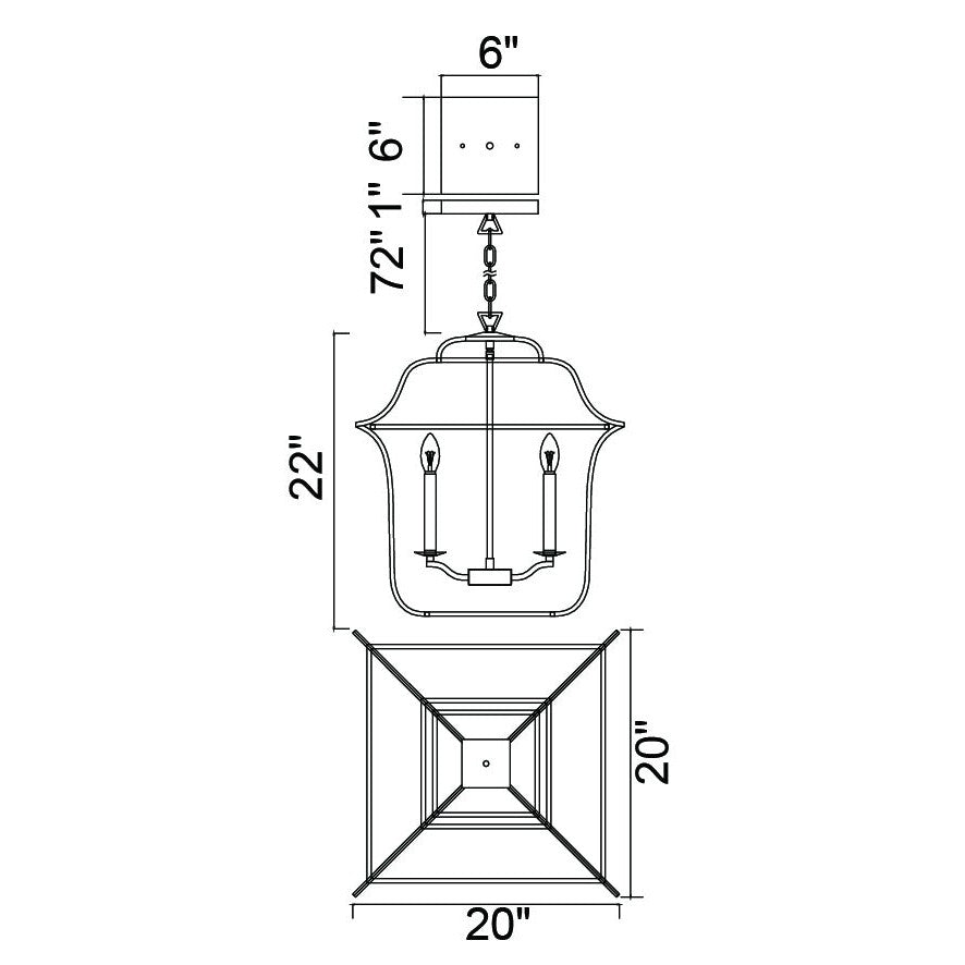 CWI Tudor 1223p20-6-602 Pendant Light - Satin Gold & Black