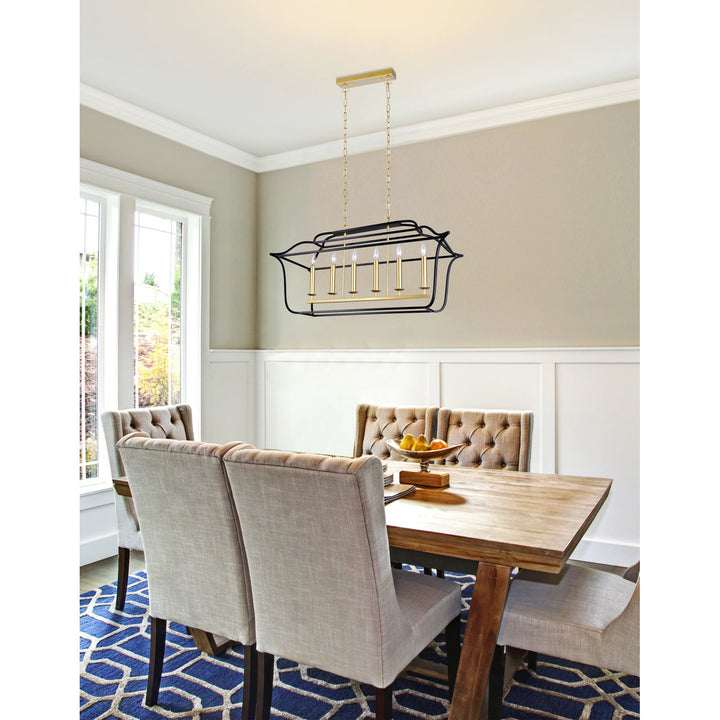 CWI Tudor 1223p36-6-602 Pendant Light - Satin Gold & Black