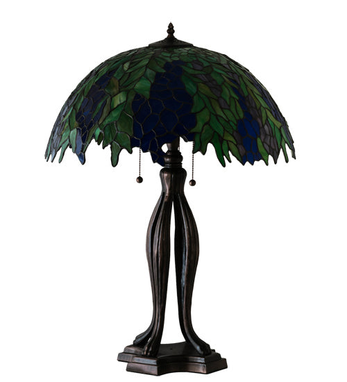 Meyda Tiffany Lighting 149748 Tiffany Honey Locust Three Light Table Lamp Lamp Bronze / Dark