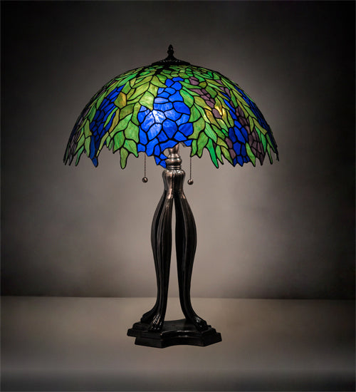 Meyda Tiffany Lighting 149748 Tiffany Honey Locust Three Light Table Lamp Lamp Bronze / Dark