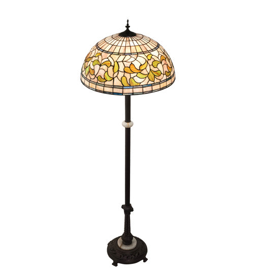 Meyda Tiffany Lighting 229125 Tiffany Turning Leaf Three Light Floor Lamp Lamp Bronze / Dark