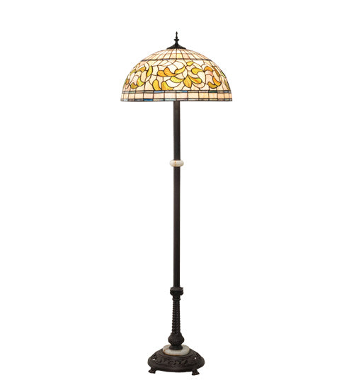 Meyda Tiffany Lighting 229125 Tiffany Turning Leaf Three Light Floor Lamp Lamp Bronze / Dark