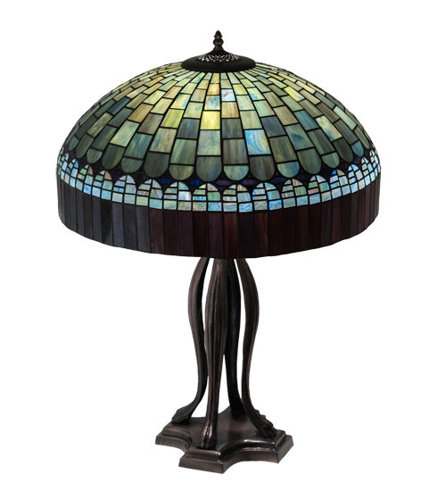 Meyda Tiffany Lighting 229128 Tiffany Candice Three Light Table Lamp Lamp Bronze / Dark