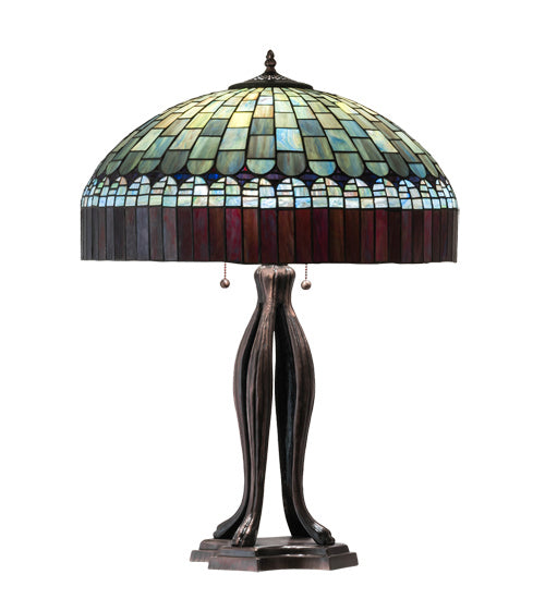 Meyda Tiffany Lighting 229128 Tiffany Candice Three Light Table Lamp Lamp Bronze / Dark