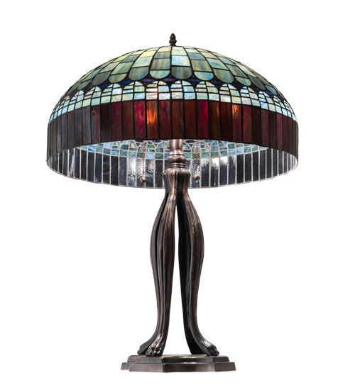 Meyda Tiffany Lighting 229128 Tiffany Candice Three Light Table Lamp Lamp Bronze / Dark