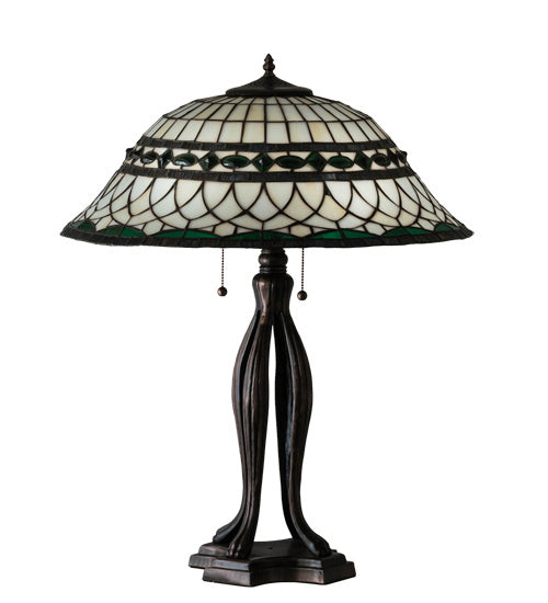 Meyda Tiffany Lighting 15405 Tiffany Roman Three Light Table Lamp Lamp Bronze / Dark