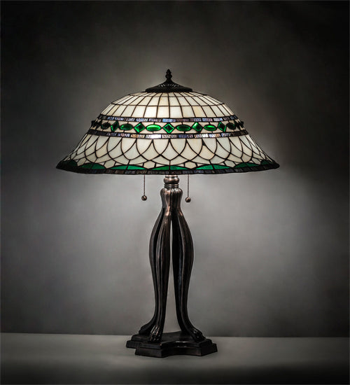 Meyda Tiffany Lighting 15405 Tiffany Roman Three Light Table Lamp Lamp Bronze / Dark