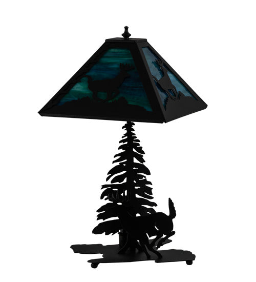 Meyda Tiffany Lighting 228148 Lone Deer Two Light Table Lamp Lamp Black