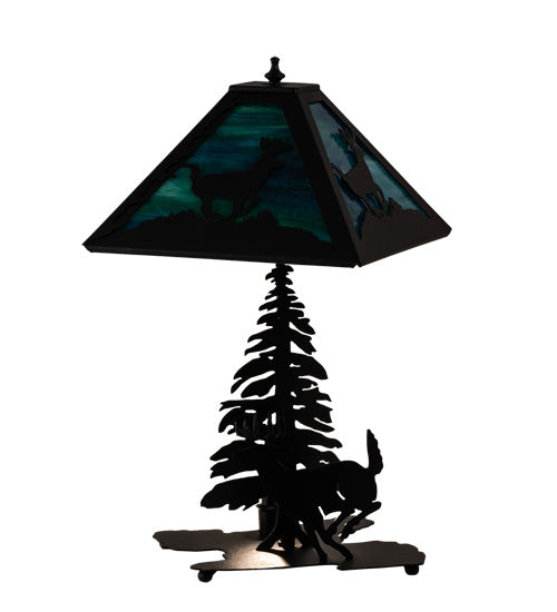 Meyda Tiffany Lighting 228148 Lone Deer Two Light Table Lamp Lamp Black