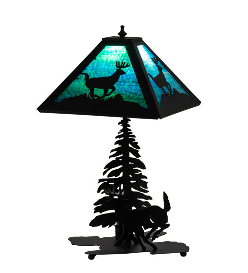 Meyda Tiffany Lighting 228148 Lone Deer Two Light Table Lamp Lamp Black