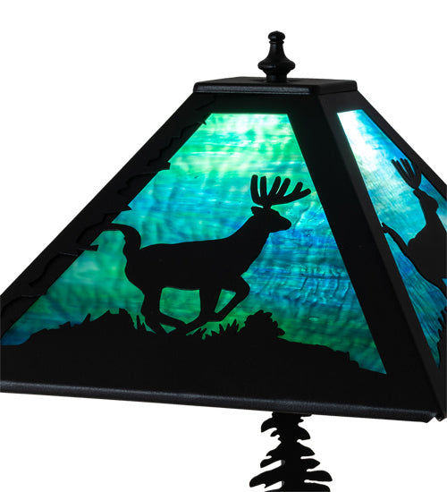 Meyda Tiffany Lighting 228148 Lone Deer Two Light Table Lamp Lamp Black