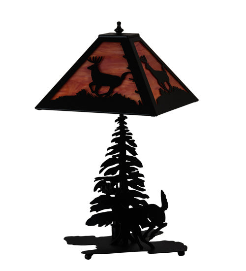 Meyda Tiffany Lighting 228151 Lone Deer Two Light Table Lamp Lamp Black