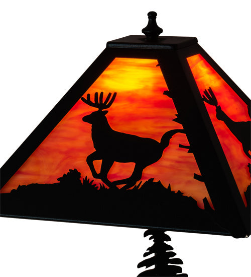 Meyda Tiffany Lighting 228151 Lone Deer Two Light Table Lamp Lamp Black
