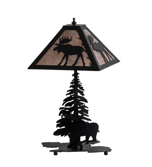 Meyda Tiffany Lighting 228787 Lone Moose Two Light Table Lamp Lamp Black