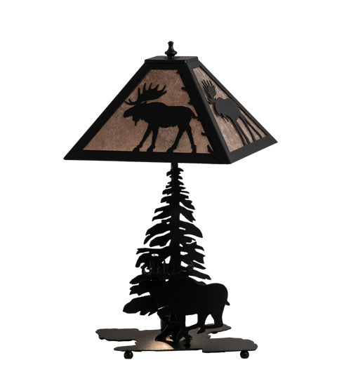 Meyda Tiffany Lighting 228787 Lone Moose Two Light Table Lamp Lamp Black