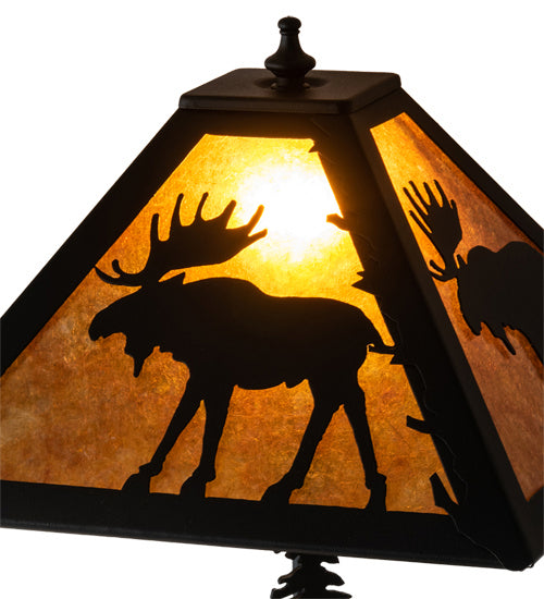 Meyda Tiffany Lighting 228788 Lone Moose Two Light Table Lamp Lamp Black