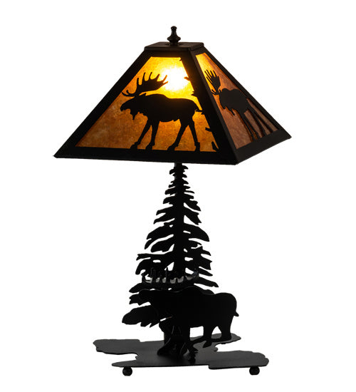 Meyda Tiffany Lighting 228788 Lone Moose Two Light Table Lamp Lamp Black