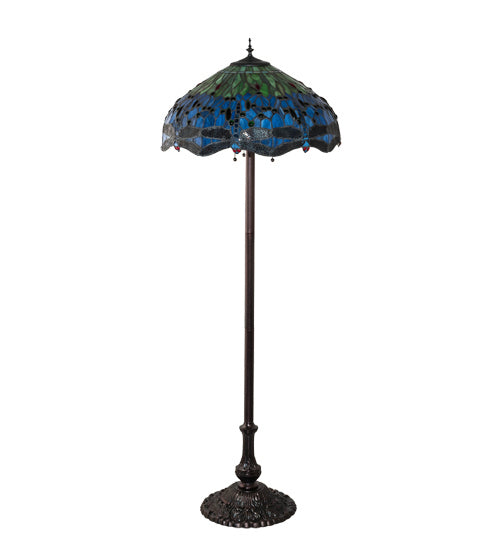 Meyda Tiffany Lighting 70021 Tiffany Hanginghead Dragonfly Three Light Floor Lamp Lamp Bronze / Dark