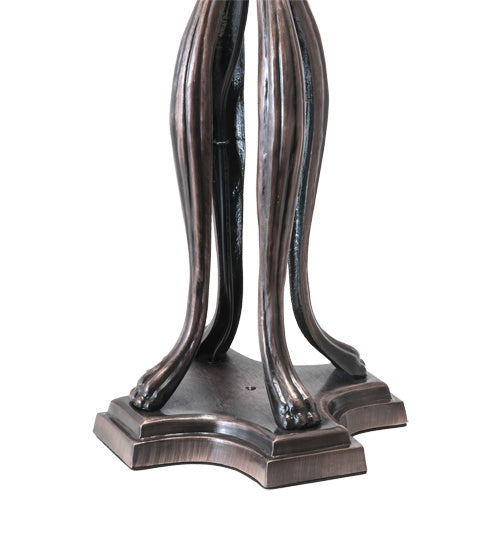 Meyda Tiffany Lighting 126904 Tiffany Cabbage Rose Three Light Table Lamp Lamp Bronze / Dark