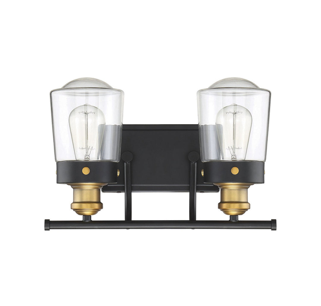 Savoy House Macauley 8-2069-2-51 Bath Vanity Light 15 in. wide - Vintage Black with Warm Brass