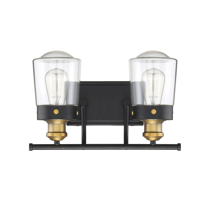 Savoy House Macauley 8-2069-2-51 Bath Vanity Light 15 in. wide - Vintage Black with Warm Brass