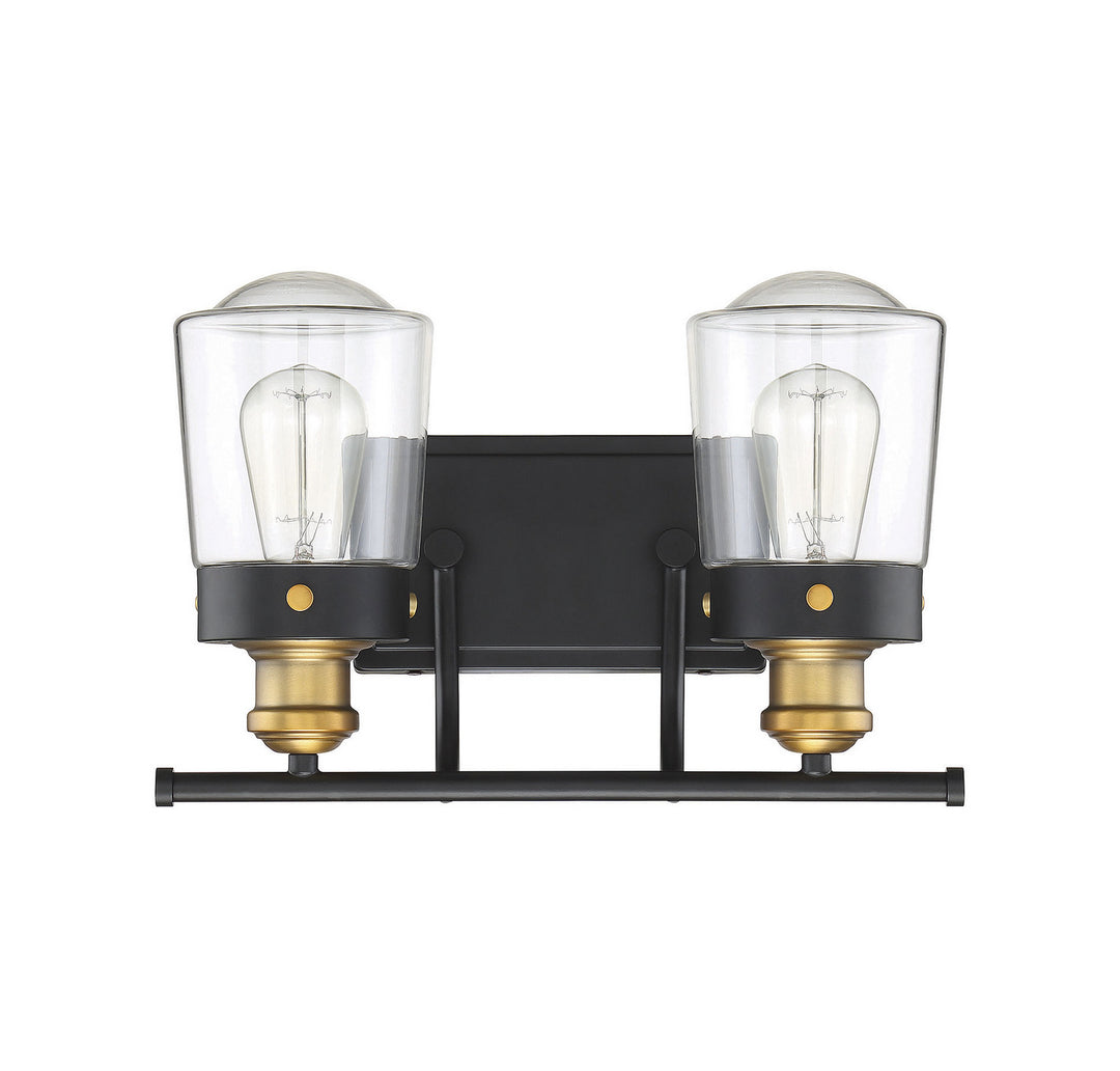 Savoy House Macauley 8-2069-2-51 Bath Vanity Light 15 in. wide - Vintage Black with Warm Brass