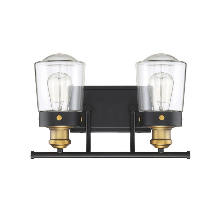 Savoy House Macauley 8-2069-2-51 Bath Vanity Light 15 in. wide - Vintage Black with Warm Brass