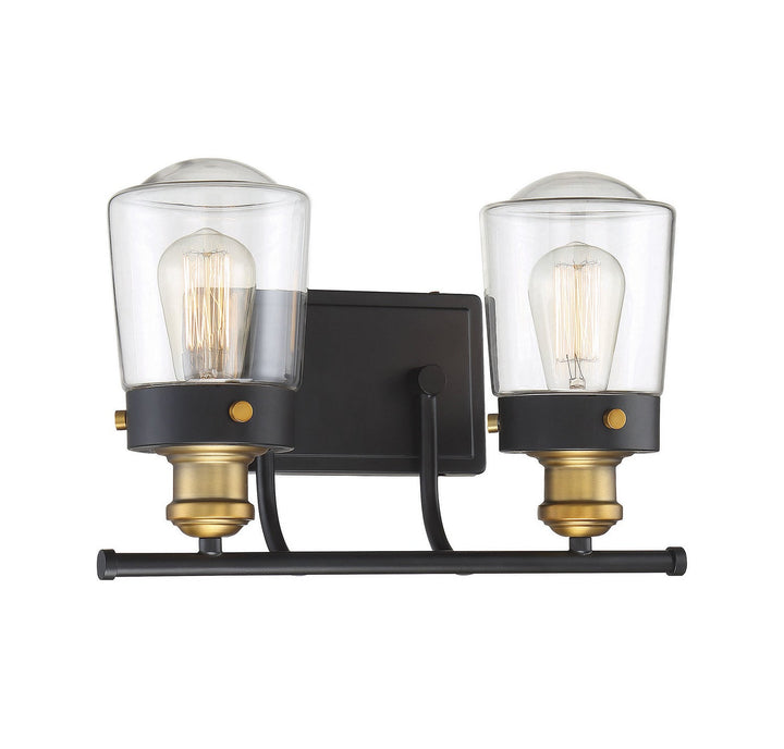 Savoy House Macauley 8-2069-2-51 Bath Vanity Light 15 in. wide - Vintage Black with Warm Brass