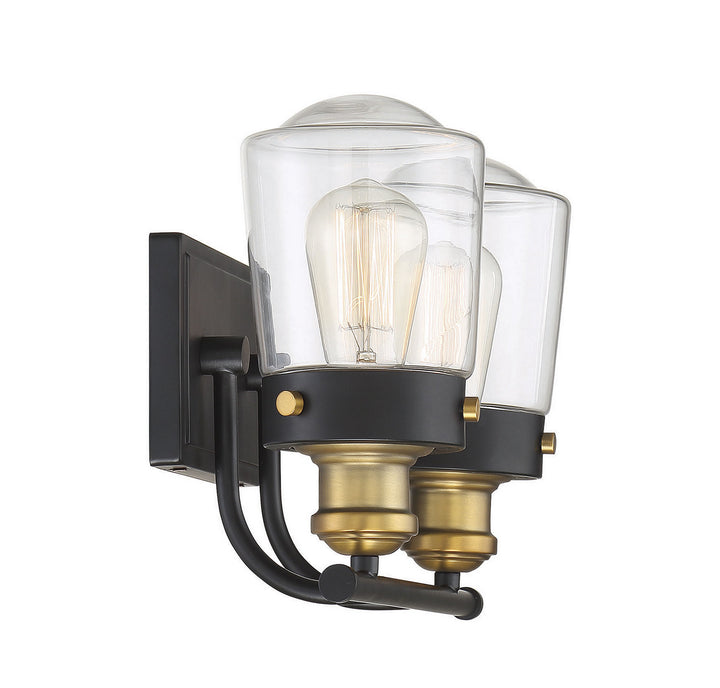 Savoy House Macauley 8-2069-2-51 Bath Vanity Light 15 in. wide - Vintage Black with Warm Brass