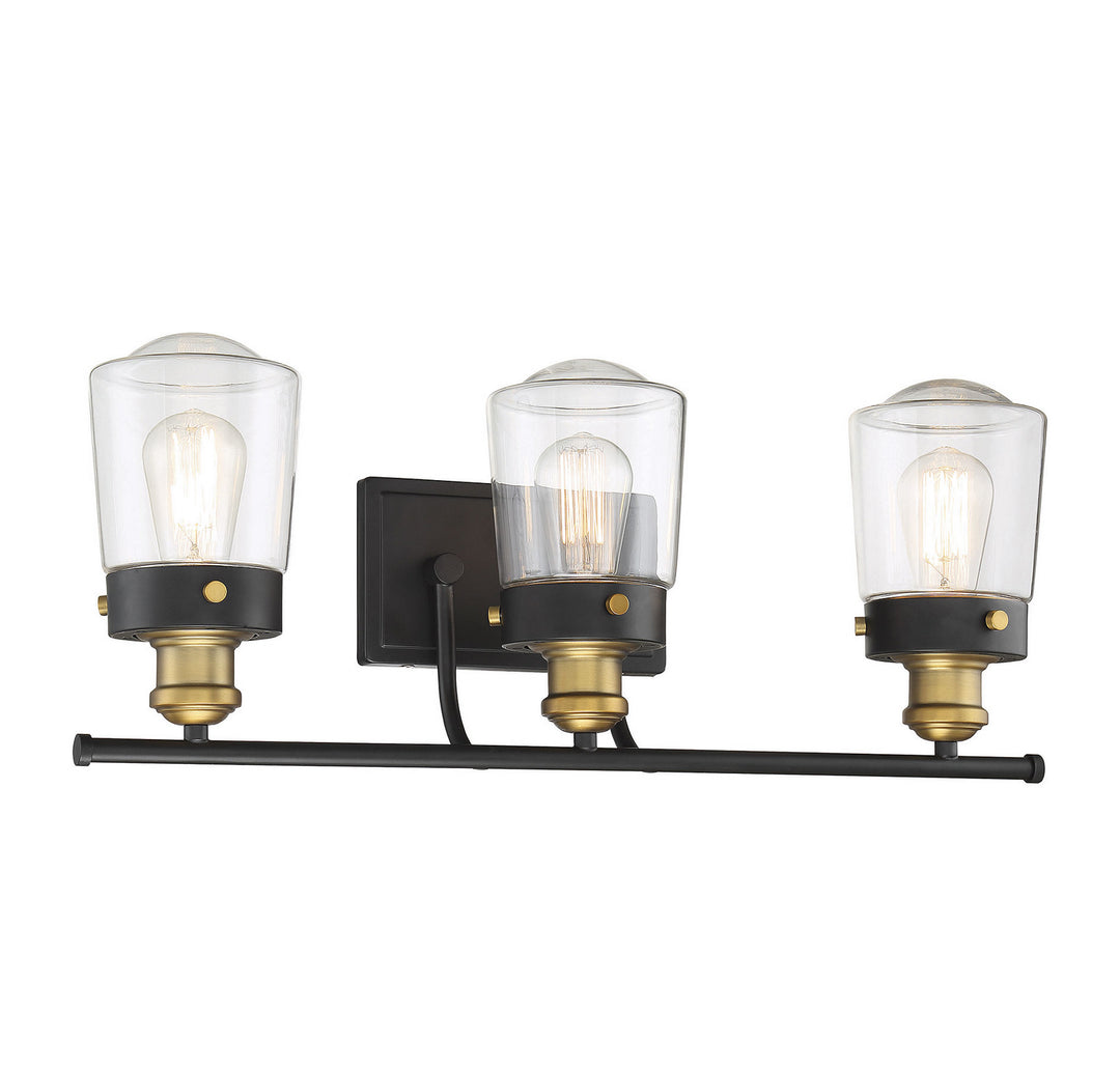 Savoy House Macauley 8-2069-3-51 Bath Vanity Light 24 in. wide - Vintage Black with Warm Brass