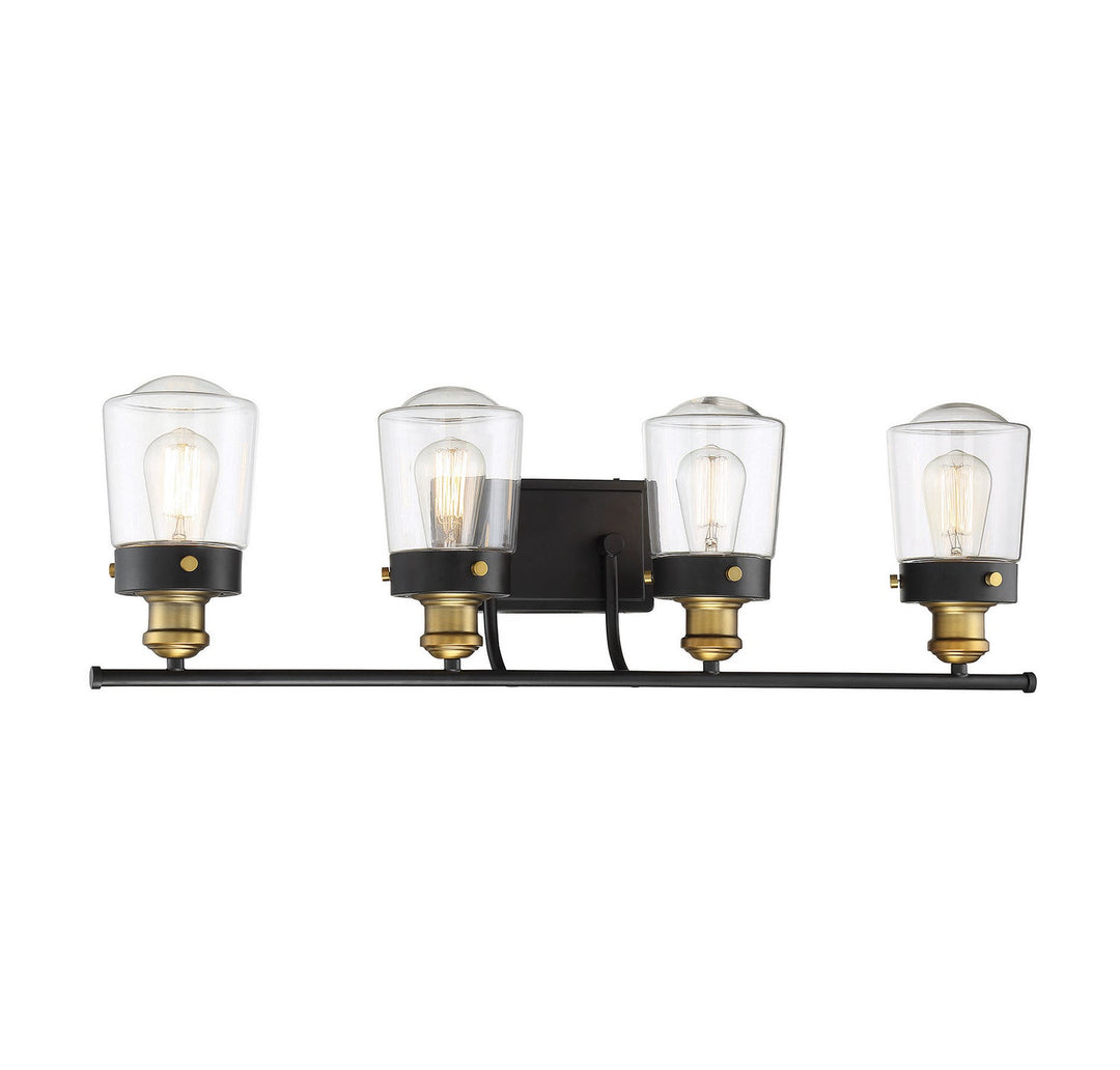 Savoy House Macauley 8-2069-4-51 Bath Vanity Light 32 in. wide - Vintage Black with Warm Brass