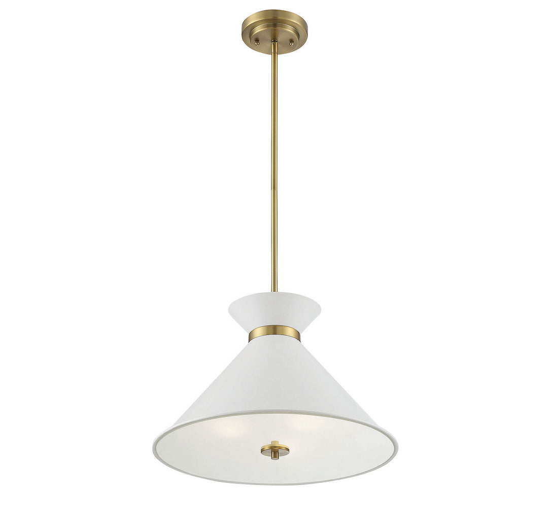 Savoy House Lamar 7-2416-3-160 Pendant Light - White with Brass Accents