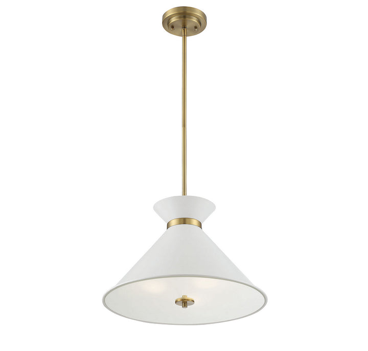 Savoy House Lamar 7-2416-3-160 Pendant Light - White with Brass Accents