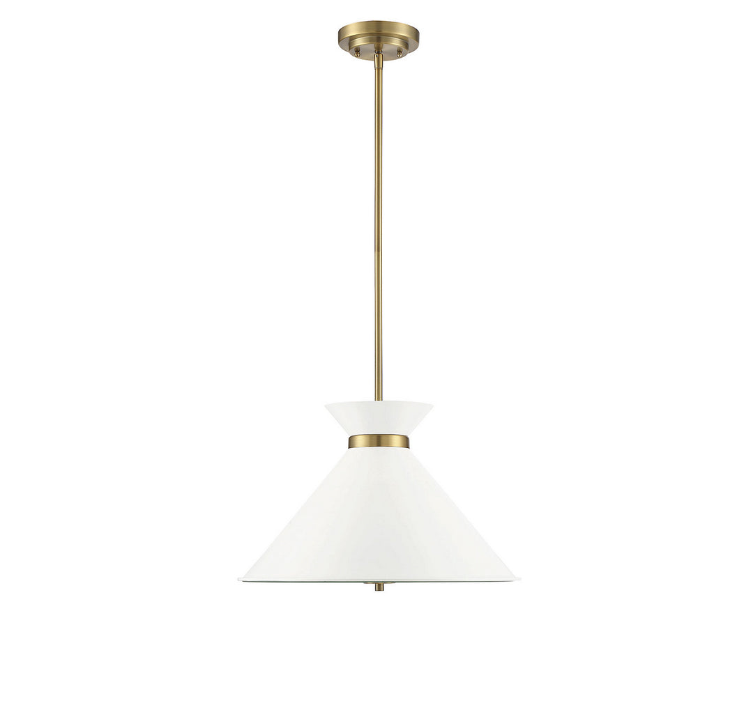 Savoy House Lamar 7-2416-3-160 Pendant Light - White with Brass Accents