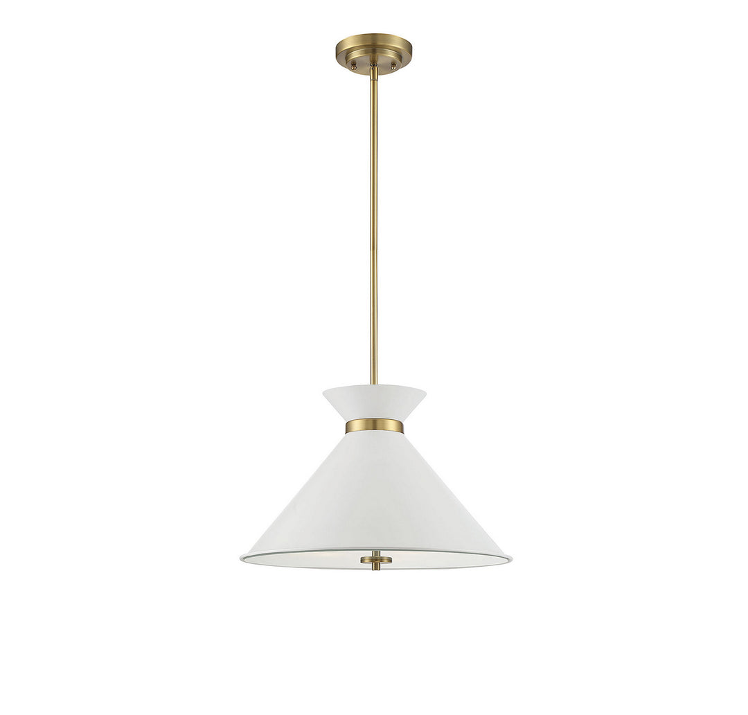Savoy House Lamar 7-2416-3-160 Pendant Light - White with Brass Accents