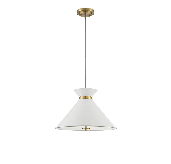 Savoy House Lamar 7-2416-3-160 Pendant Light - White with Brass Accents