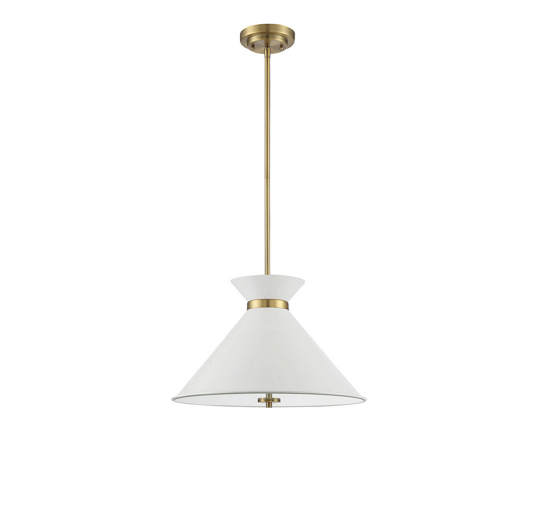 Savoy House Lamar 7-2416-3-160 Pendant Light - White with Brass Accents
